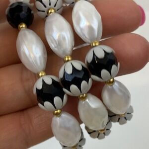 Vintage Deauville Black and White Bead Multi Strand Bracelet